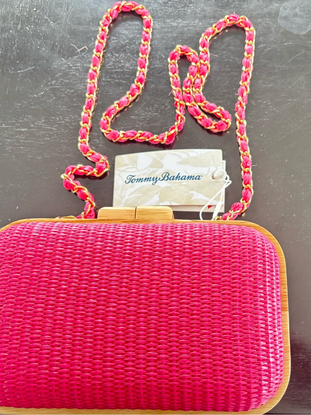 Tommy Bahama Hot Pink Woven Crossbody Clutch